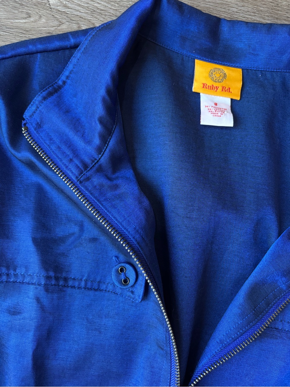 Ruby Rd. Royal Blue Full-Zip Iridescent Utility Jacket - Picture 3 of 9
